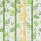 Vertical bamboo seamless pattern with with green and yellow color. Bamboo stalks. Bamboo leaf pattern. Beautiful Asian