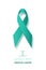 Vertical Banner with Cervical Cancer Awareness Realistic Green Ribbon. Design Template for Info-graphics or Websites Magazines