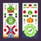 Vertical banners with flat style icons of farm vegetables, vector illustration. Pumpkin, cabbage, turnip, carrot and