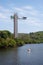 Vertical beautiful shot of bungee jumping tower on the beach