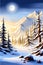 vertical Beautiful view of mountains and trees covered with snow vector illustration