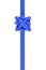 Vertical blue ribbon with gift bow isolated on