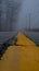 Vertical blurry shot of a road on background of the fog covering the street
