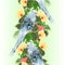 Vertical border seamless background Budgerigar, blue pet parakeet or shell parakeet or budgie home pet with philodendron and hibis