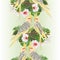 Vertical border seamless background   parrots yellow cockatiel cute tropical bird  and white hibiscus watercolor style on a green