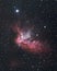 Vertical breathtaking view of Omega Nebula in starry night sky