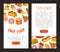 Vertical Card with Fast Food with Hot Dog and Pizza Vector Template