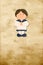 Vertical card first communion funny sailor boy