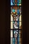 Vertical Christian Stained Glass Crucifiction