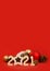 Vertical Christmas card with 2021 numbers, new year balls, fir cones on a red background. The basis for a festive New