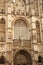 Vertical close-up picture of exterior and main gate to Cathedral of Our Lady Antwerp. Huge famous catholic cathedral in Antwerpen