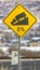 Vertical Close up of a yellow road grade sign with a truck on slope illustration