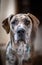 Vertical closeup of an adorable Catahoula Leopard dog at home