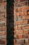 Vertical closeup of a brick wall