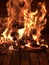 Vertical closeup of a bright campfire on a brick surface