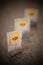 Vertical closeup of Lipton brand black tea in bags on the table