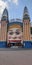 Vertical closeup of Luna Park entrance gate with a face form in Sydney, New South