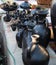 Vertical closeup shot of beautiful  earthenware black jars