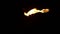 Vertical closeup torch fire flame burning over black background in slow motion