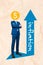 Vertical collage image of business person crossed arms money coin instead head growing inflation arrow upwards