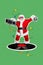 Vertical collage image of excited overjoyed santa grandfather stand big vinyl record hands hold boombox disco ball