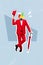 Vertical collage picture of guy wear red three-piece suit hand hold hat windmill spinner instead head isolated on