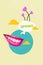 Vertical collage picture of positive smiling mouth say tell spring dialogue bubble drawing clouds tulip flowers isolated