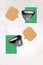 Vertical collage picture of two human mouth black white colors beaming smile talk chat isolated on creative background