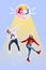 Vertical collage of two excited carefree people enjoy dancing chilling newyear time disco ball isolated on drawing