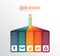 Vertical colourful strips with prospect and shade. Vector template Infographic for 5 options