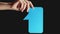 Vertical comment icon hand blank speech bubble