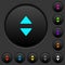 Vertical control arrows dark push buttons with color icons