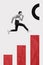 Vertical creative collage picture young running man achieve success dynamic progress success persistence target
