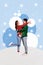 Vertical creative composite abstract collage photo of lovely happy couple dancing under snow together on date isolated
