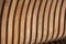 Vertical curved light colored wooden slat background.