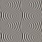 Vertical curved wavy lines pattern. Dynamical 3D effect, illusion of movement.