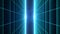 Vertical cyan grid tunnel in space