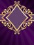 Vertical diamondshaped purple banner with gold fil