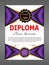 Vertical diploma or certificate template with purple elements design background. Vector