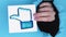 Vertical dislike icon hand thumb down sign blue