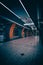 Vertical dramatic view of a modern underground station