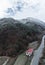 Vertical drone panorama shot of a snowy mountains.