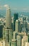 Vertical drone shot of the Petronas Towers of Kuala Lumpur, Malaysia seen from the KL Tower Menara