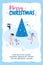 Vertical Flat Banner Marry Christmas in Blue Frame