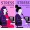 A vertical flat vector image for smartphone of a pregnant woman having a stress situation in the office. Life and work balance.