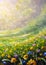 Vertical flower sunny spring summer painting wildflowers field landscape