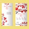 Vertical flyer or brochure with cherry blossom or sakura tree. Painted by watercolor. Corporate identity flyer design