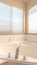Vertical frame Luxurious bath tub with bright, warm window light