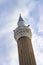 Vertical frame shoot of old ottoman built mosque minaret with masonry structure in local places in Turkey