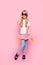 Vertical full-size full-length portrait of charming cute lovely